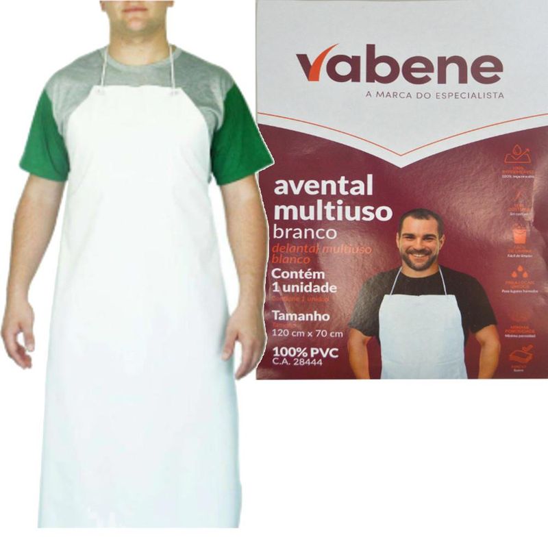 Avental Multiuso Branco 120X70cm Vabene (01 unidade)