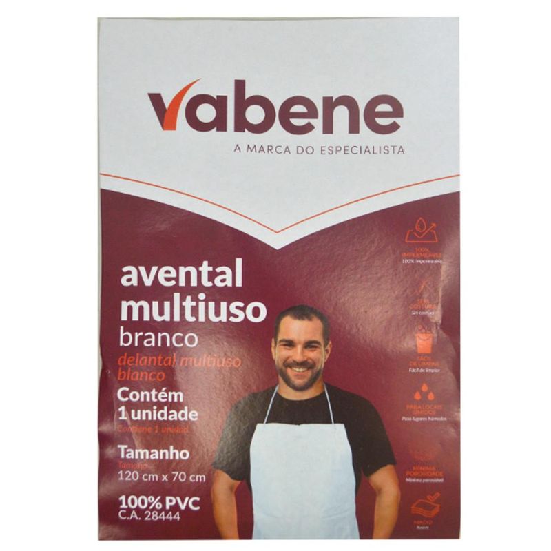 Avental Multiuso Branco 120X70cm Vabene (01 unidade)