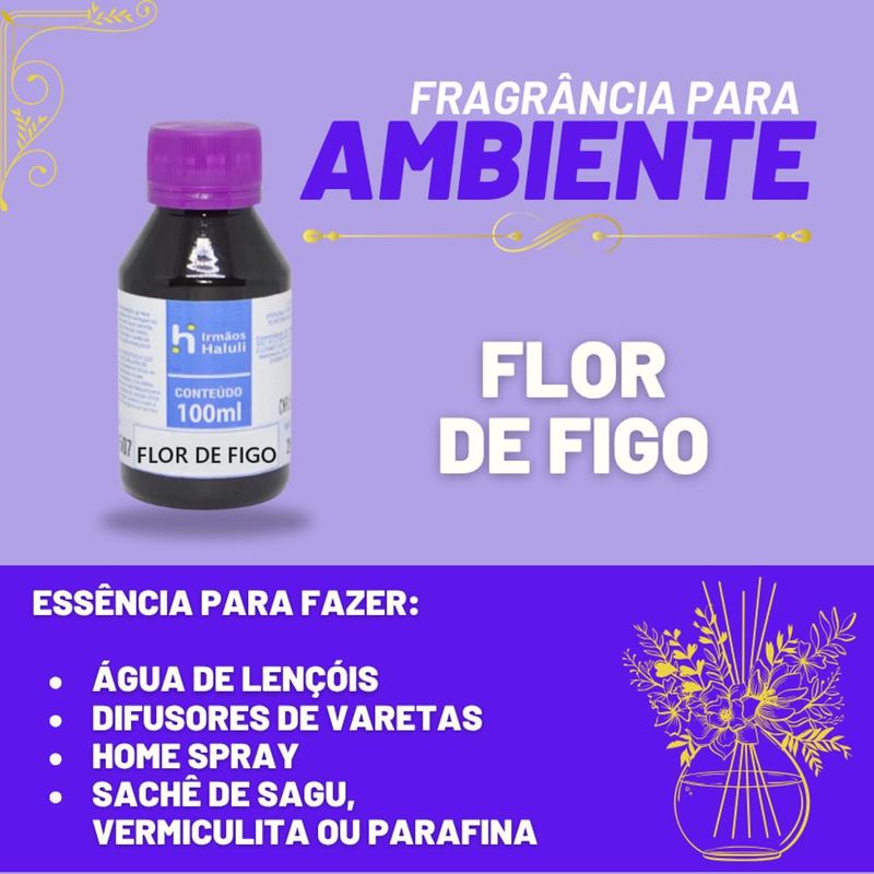Essência Flor de Figo para Ambiente e Difusor Linha Lilás Irmãos Haluli (100ml)