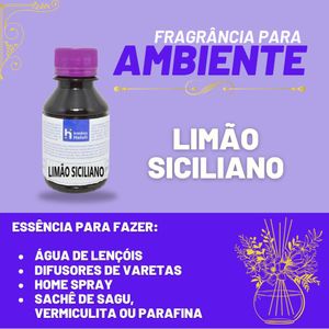 Essência Limão Siciliano para Ambiente e Difusor Linha Lilás Irmãos Haluli (100ml)