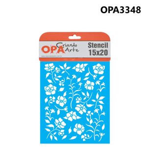 Stencil Simples de Acetato P/ Pintura 15x20cm Ref. OPA 3348 Estamparia Floral III (01 unidade)