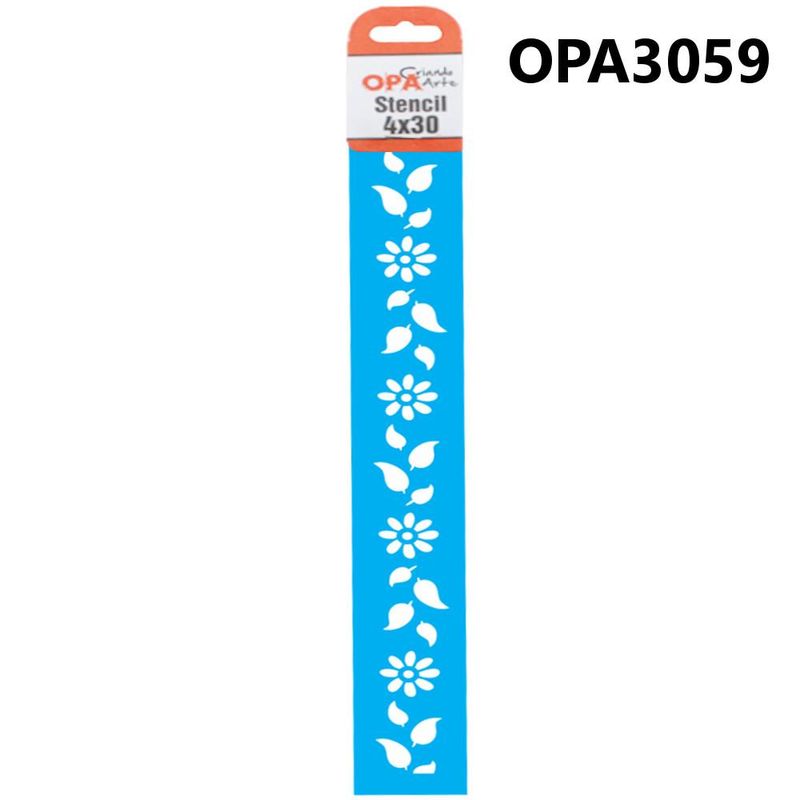 Stencil Simples de Acetato P/ Pintura 04x30cm Ref. OPA 3059 Flores Margaridas III (01 unidade)
