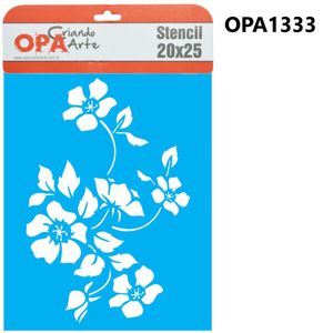Stencil Simples de Acetato P/ Pintura 20x25cm Ref. OPA 1333 Flor Papoulas (01 unidade)