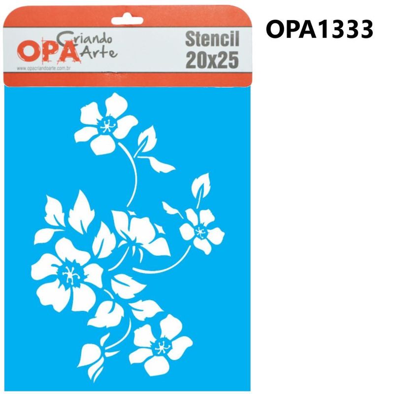 Stencil Simples de Acetato P/ Pintura 20x25cm Ref. OPA 1333 Flor Papoulas (01 unidade)