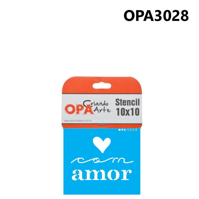 Stencil-Simples-de-Acetato-P--Pintura-10x10cm-Ref.-OPA-3028-Frase-C--Amor-OPA--01-unidade-