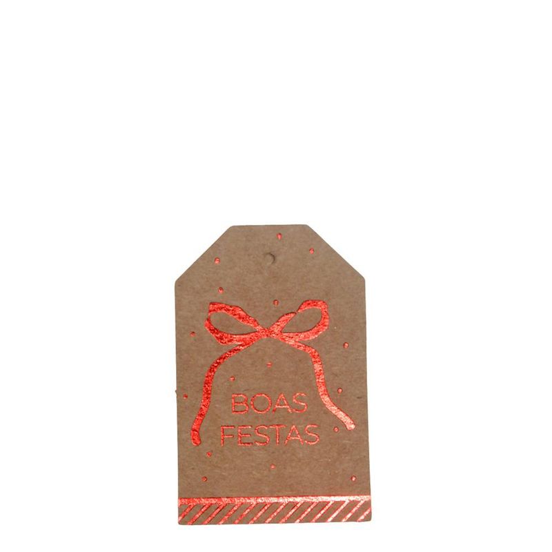 Tags Decorativos Boas Festas Vermelho 5x8 Ref. 180000139 Cromus (12 unidades)