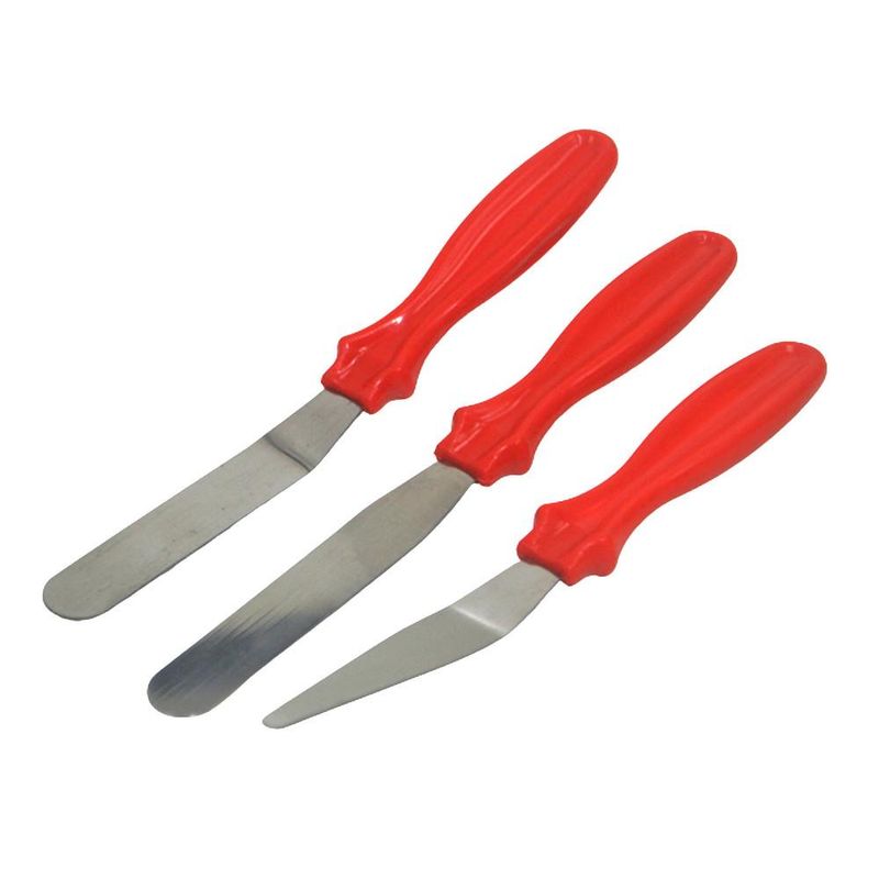Kit Espátula Confeiteiro de Inox Vermelho ESP-12 Solrac (03 unidades)