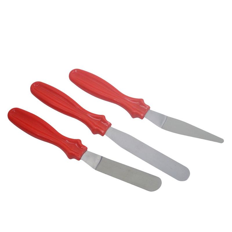 Kit Espátula Confeiteiro de Inox Vermelho ESP-12 Solrac (03 unidades)
