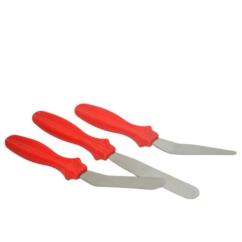 Kit Espátula Confeiteiro de Inox Vermelho ESP-12 Solrac (03 unidades)