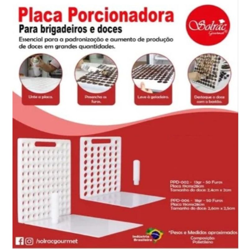 Kit Placa Porcionadora 50 Furos 13g 2x19x28 PPD-002 Solrac (01 unidade)