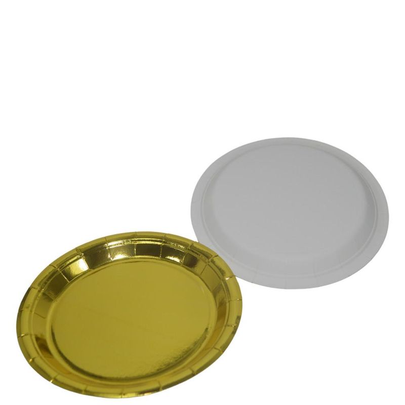 Prato de Papel Dourado 18cm Ref. MW036P Silver Festas (08 Unidades)
