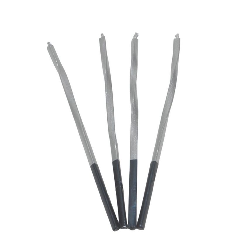 Vela Metalizada Torcida Prata Ref. V182 Silver Festas (04 Unidades)