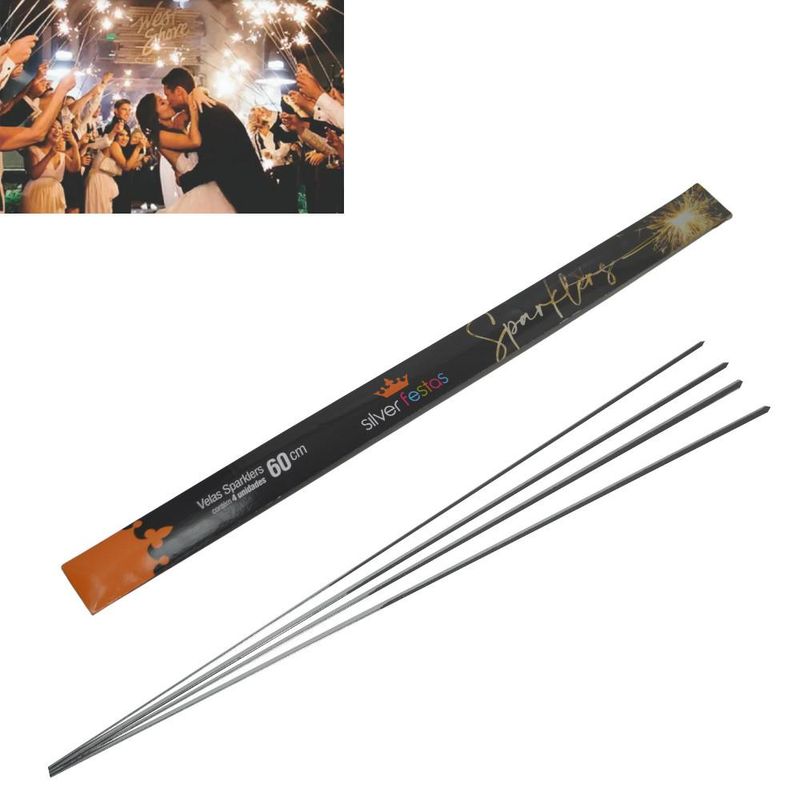 Vela Sparklers 60cm Silver Festas (04 unidades)