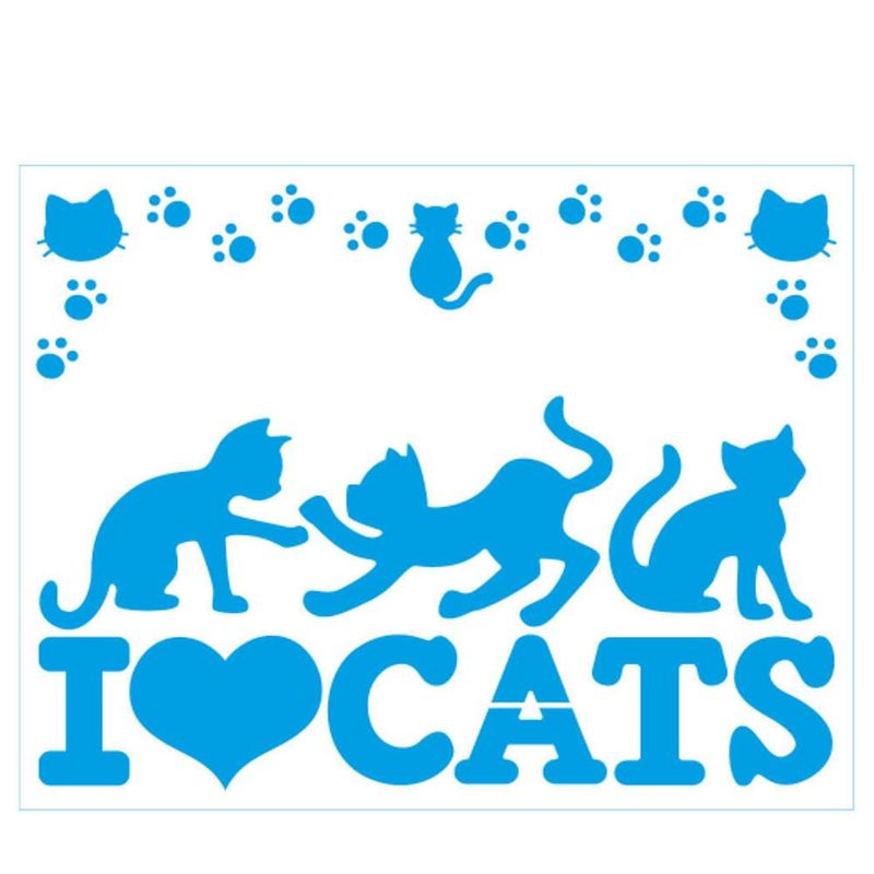 Stencil Simples de Acetato P/ Pintura 17x21cm Ref. STM-771 Gatos Litoarte (01 Unidade)