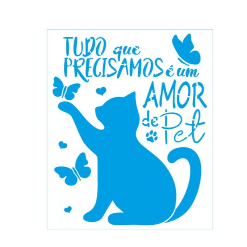 Stencil Simples de Acetato P/ Pintura 17x21cm Ref. STM-768 Amor de Pet Litoarte (01 Unidade)