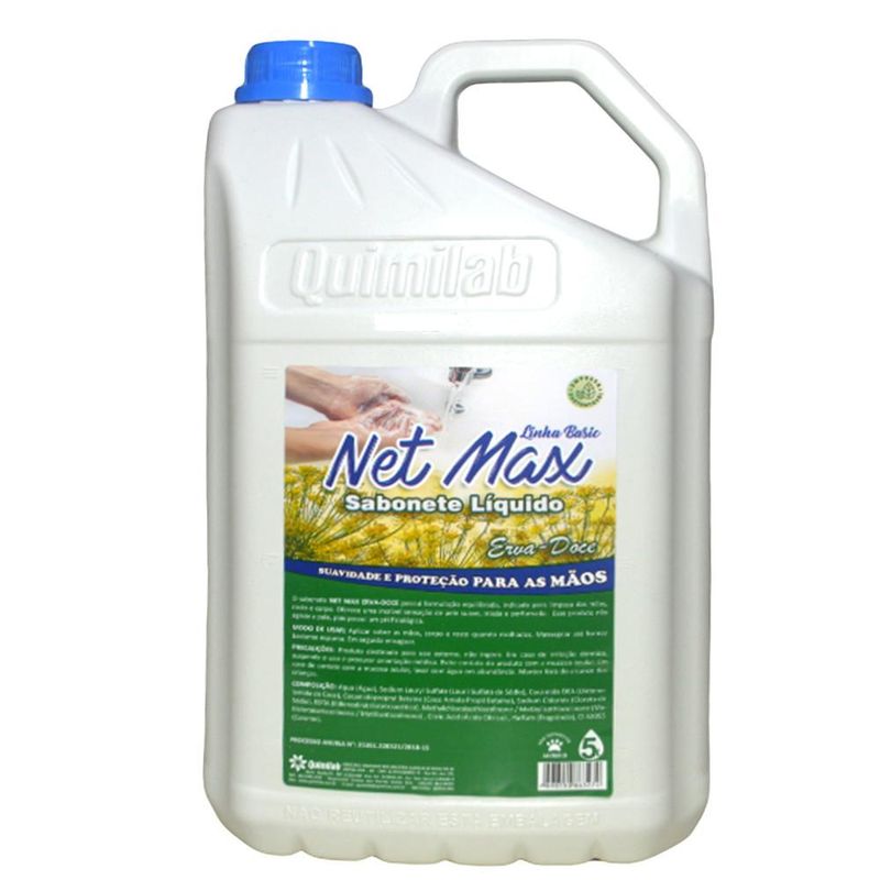 Sabonete Líquido para Mãos e Rosto Net Max Erva-Doce Musk Quimilab (1 litro)