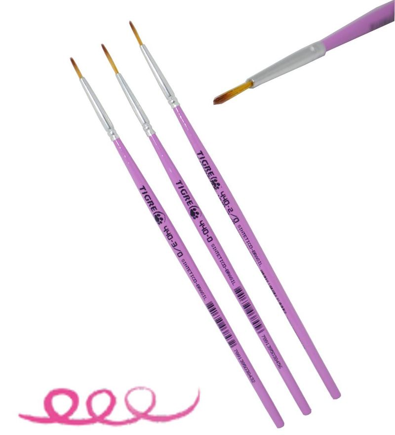 Pincel Artístico Redondo Liner Ponta Filamento Sintético Mesclado Ref. 440 Tigre (01 unidade)-Nº-0