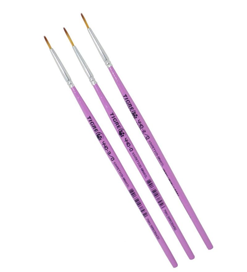 Pincel Artístico Redondo Liner Ponta Filamento Sintético Mesclado Ref. 440 Tigre (01 unidade)-Nº-0