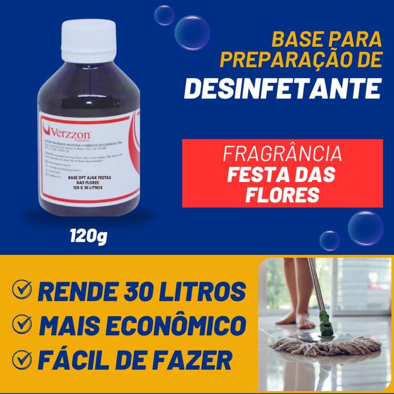 Base para Desinfetante Rende 30 Litros Festa das Flores 120gr Verzzon
