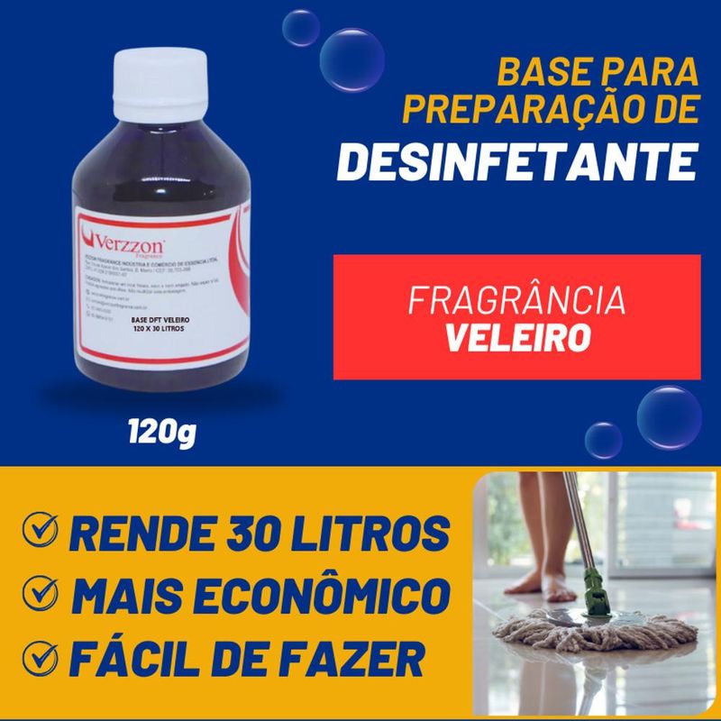 Base para Desinfetante Veleiro Rende 30 Litros 120gr Verzzon
