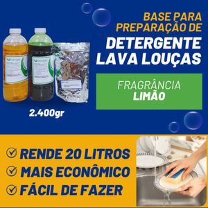Kit Base para Detergente Premium Limão Rende 20 Litros 1kg Verzzon (2.400grs)