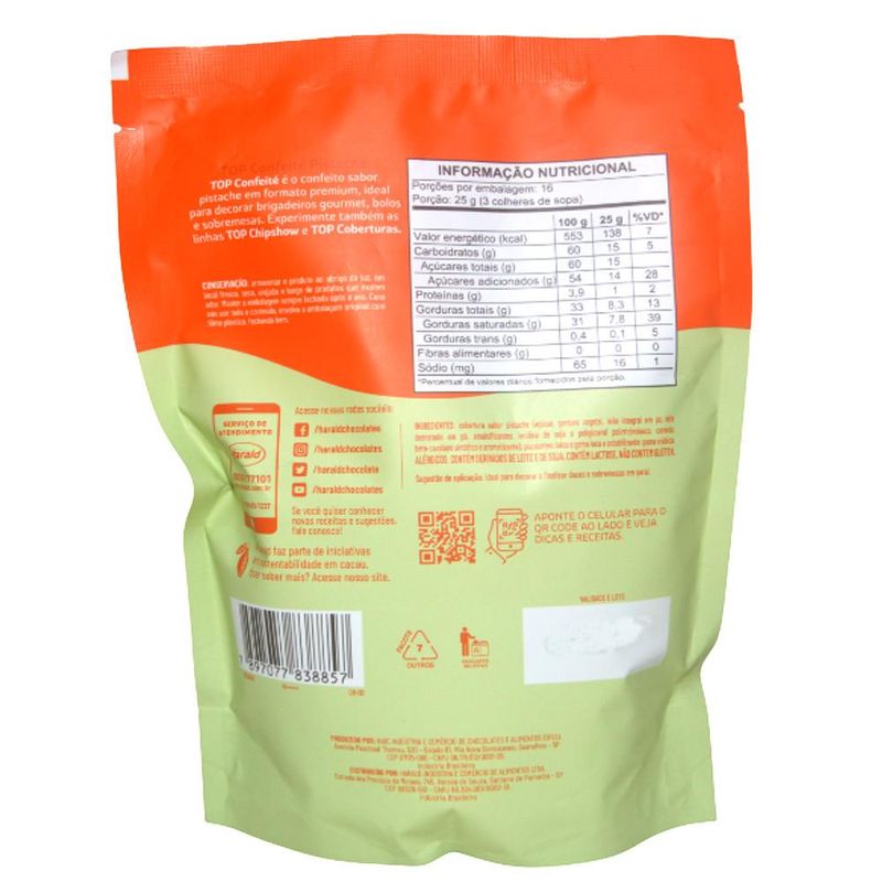 Confeito de Chocolate Sabor Pistache Top Harald (400 gramas)
