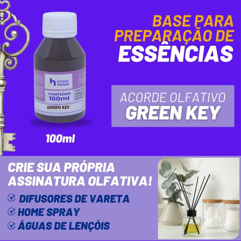 Acorde Olfativo Green Key P/ Ambiente e Difusor Linha Lilás Irmãos Haluli (100ml)