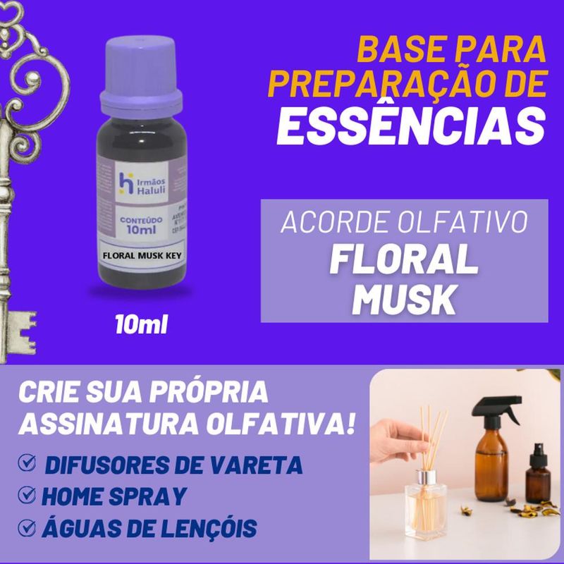 Acorde Olfativo Floral Musk Key P/ Ambiente e Difusor Linha Lilás Irmãos Haluli (10ml)