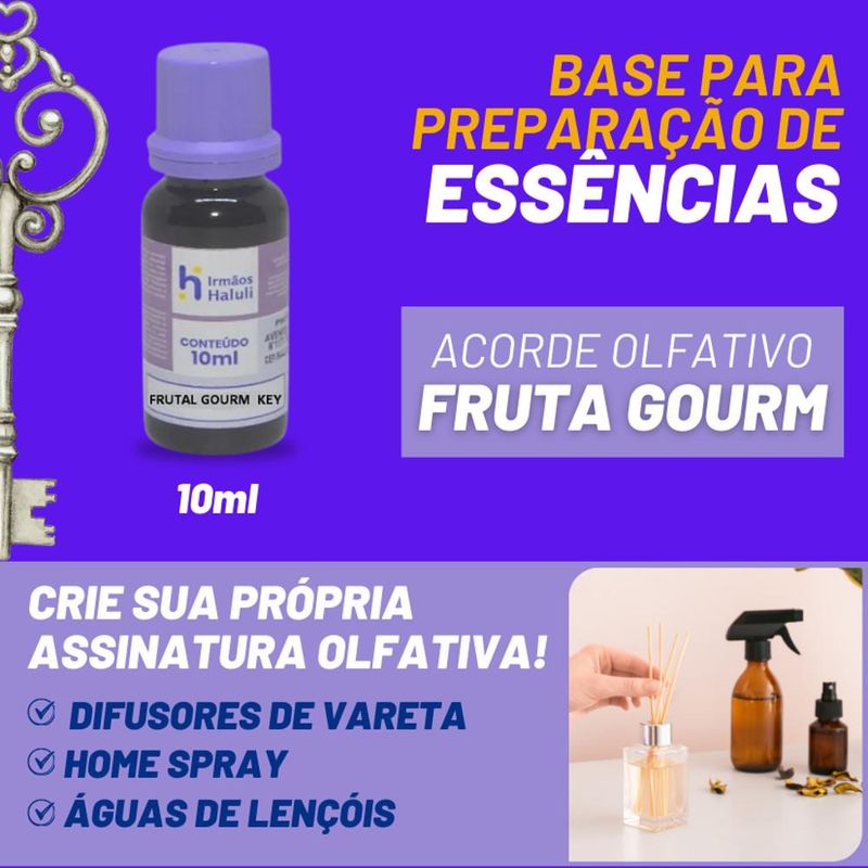 Acorde Olfativo Frutal Gourm Key P/ Ambiente e Difusor Linha Lilás Irmãos Haluli (10ml)