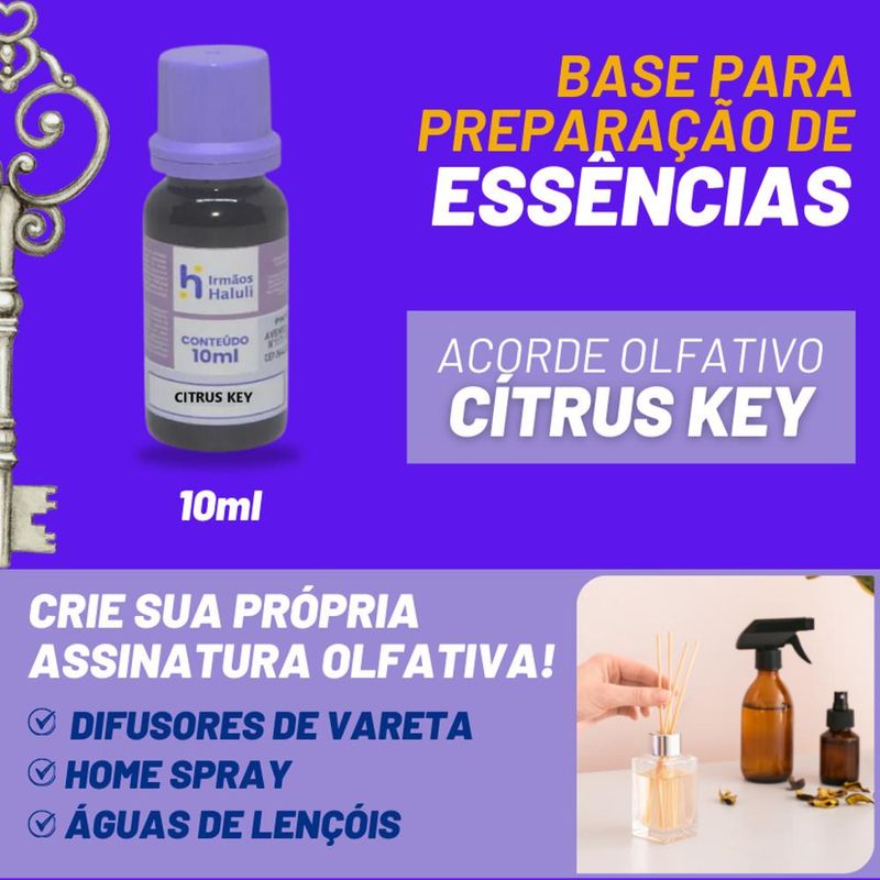 Acorde Olfativo Citrus Key P/ Ambiente e Difusor Linha Lilás Irmãos Haluli (10ml)