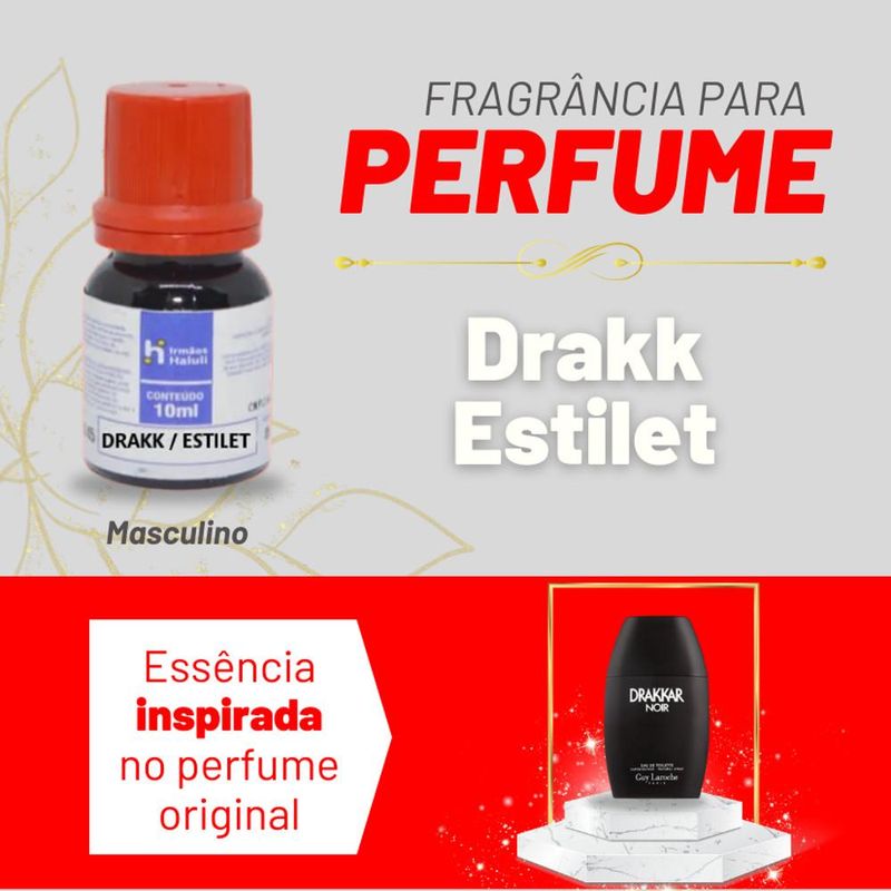 Essência Drakk Estilet Masculino P/ Perfumes Linha Vermelha Irmãos Haluli (10ml)