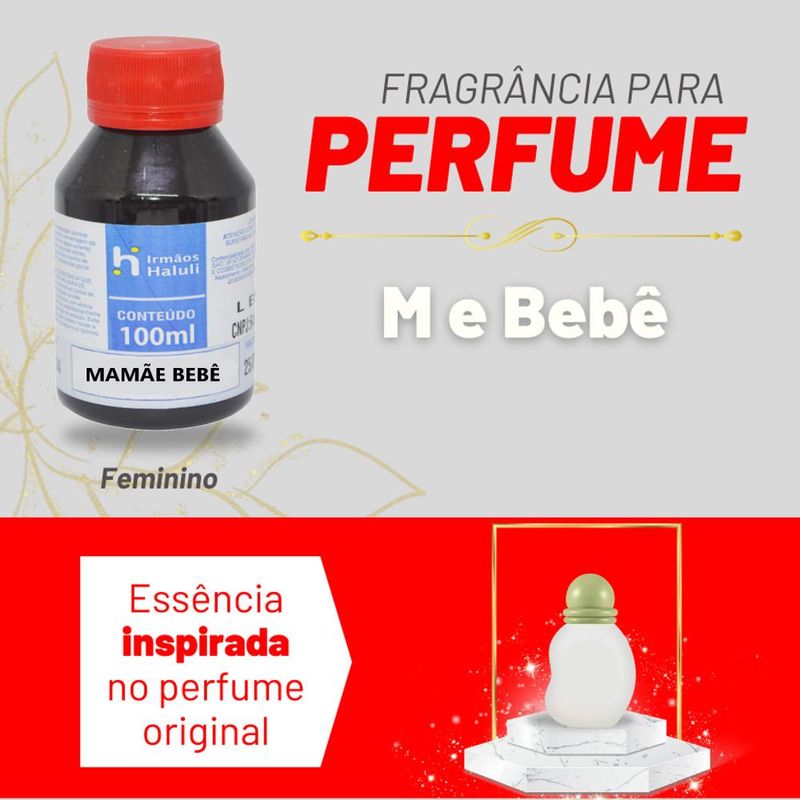 Essência Mamãe Bebê Feminino P/ Perfumes Linha Vermelha Irmãos Haluli (100ml)