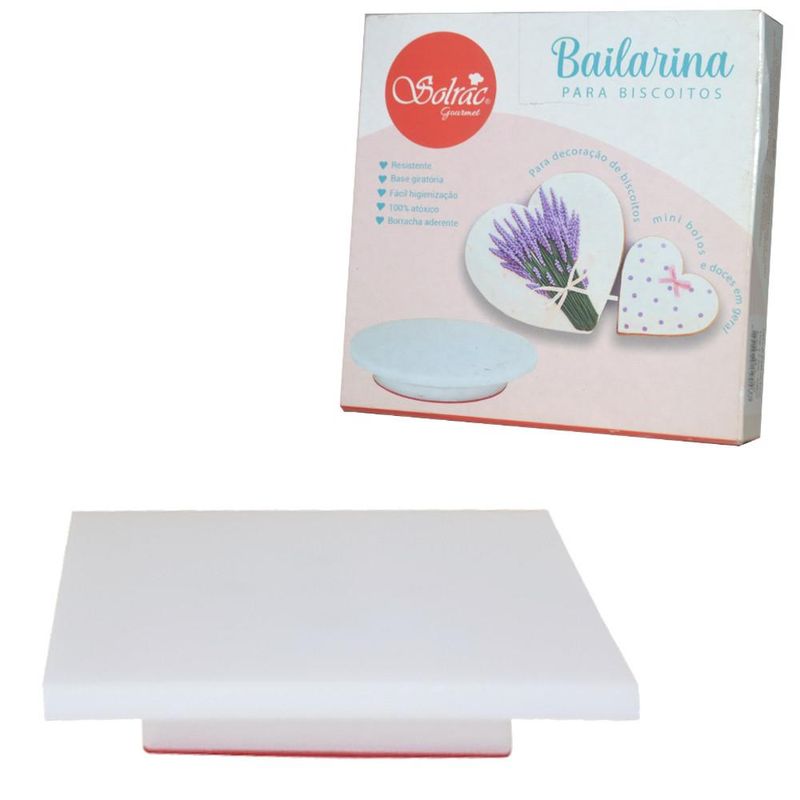 Bailarina Giratória P/ Biscoitos Quadrada Branca 14x2,3cm Solrac (01 unidade)