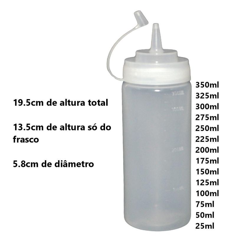 Bisnaga Graduada de Plástico 350ml Solrac (01 unidade)