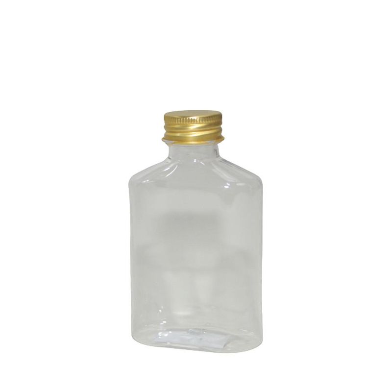 Mini Garrafa de Plástico C/ Tampa Dourada P/ Lembrancinha 120ml (01 unidade)