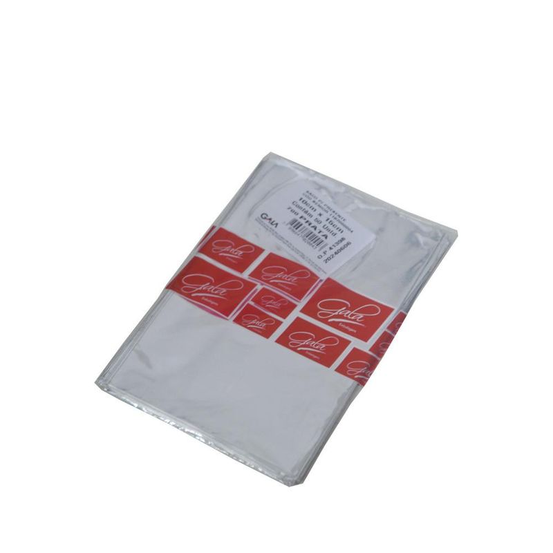 Saco P/ Presente Metalizado Prata 10x15cm Gala (50 unidades)