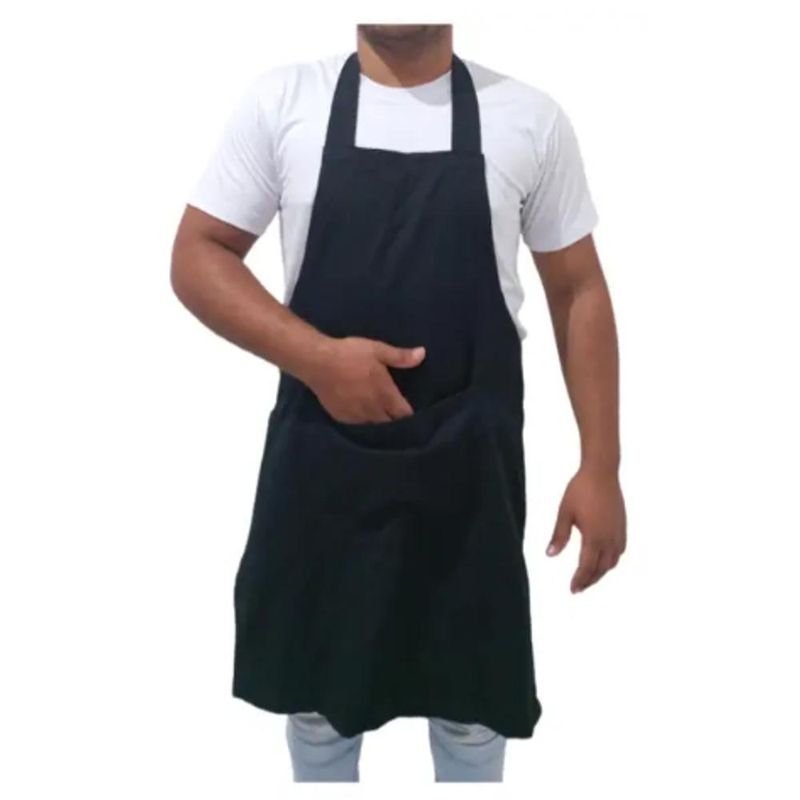 Avental Salão Preto C/ 1 Bolso Frontal 70x80 Irmãos Haluli (01 unidade)