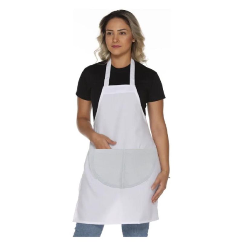 Avental Salão Branco C/ 1 Bolso Frontal 70x80 Irmãos Haluli (01 unidade)