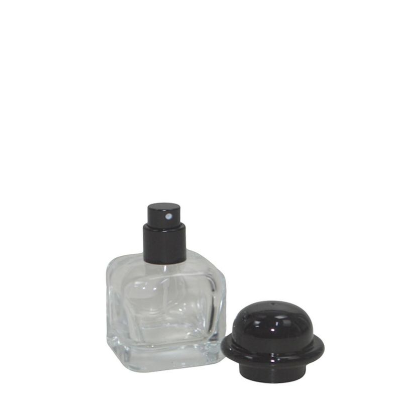 Frasco de Vidro Porta Perfume FD C/ Tampa e Válvula Spray Preta 30ml (01 unidade)