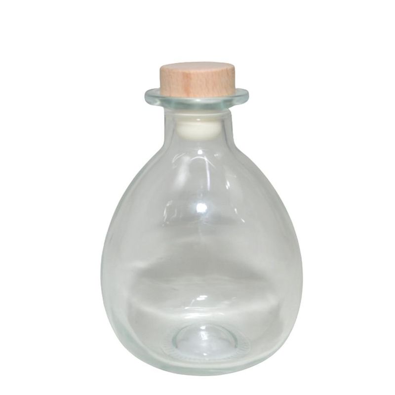 Garrafa Decorativa de Vidro C/ Tampa de Madeira 250ml (01 unidade)