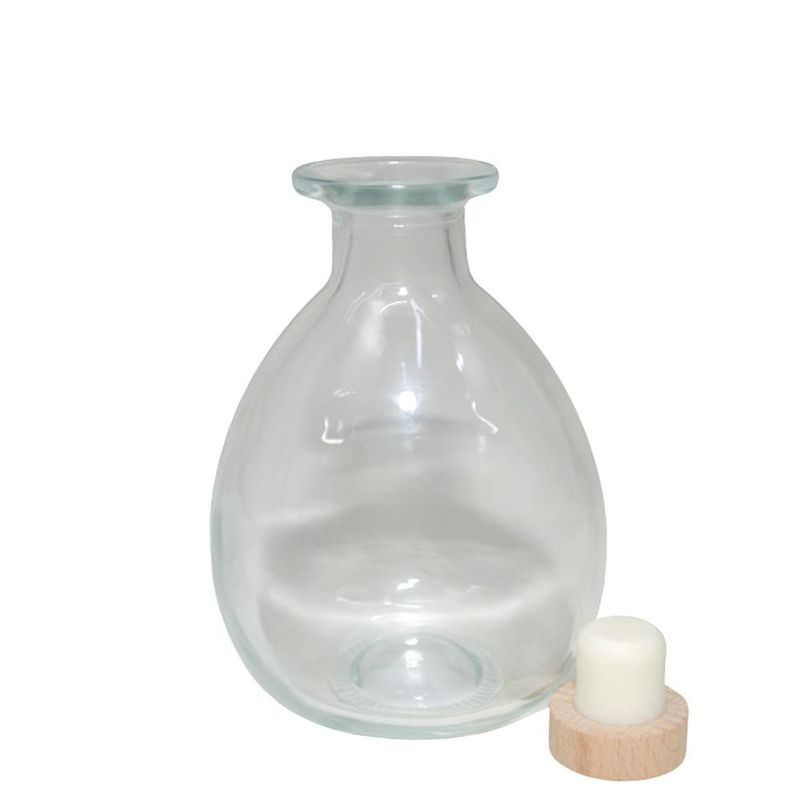 Garrafa Decorativa de Vidro C/ Tampa de Madeira 250ml (01 unidade)