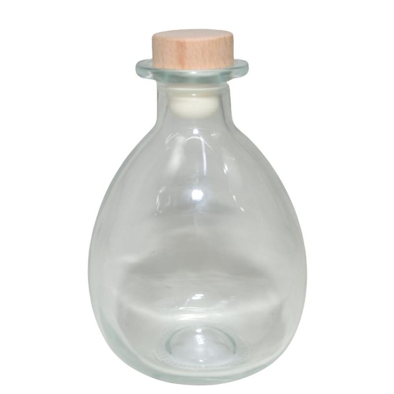 Garrafa Decorativa de Vidro C/ Tampa de Madeira 370ml (01 unidade)