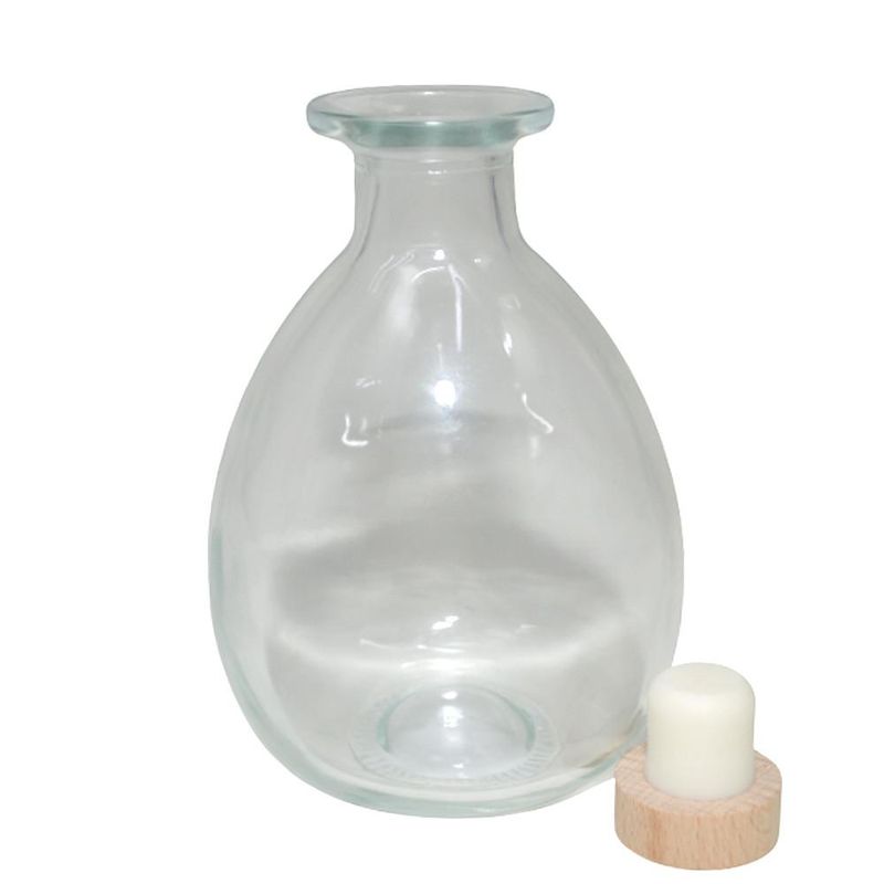 Garrafa Decorativa de Vidro C/ Tampa de Madeira 370ml (01 unidade)