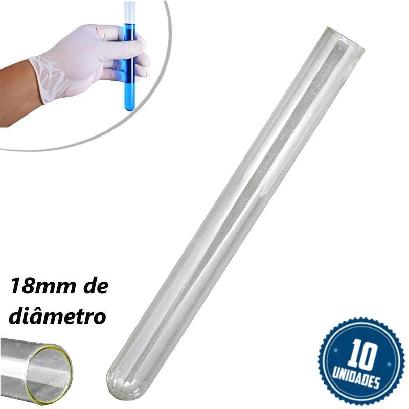 Tubo de Ensaio de Vidro S/ Tampa 45ml 18x180mm Normax (10 unidades)