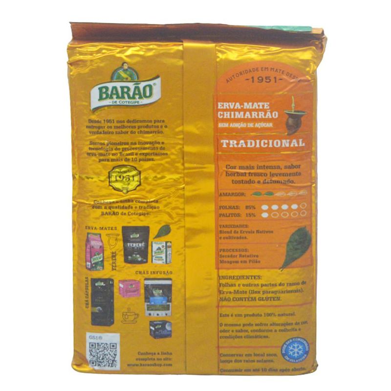 Erva-Mate Tradicional à Vácuo Barão (1KG)