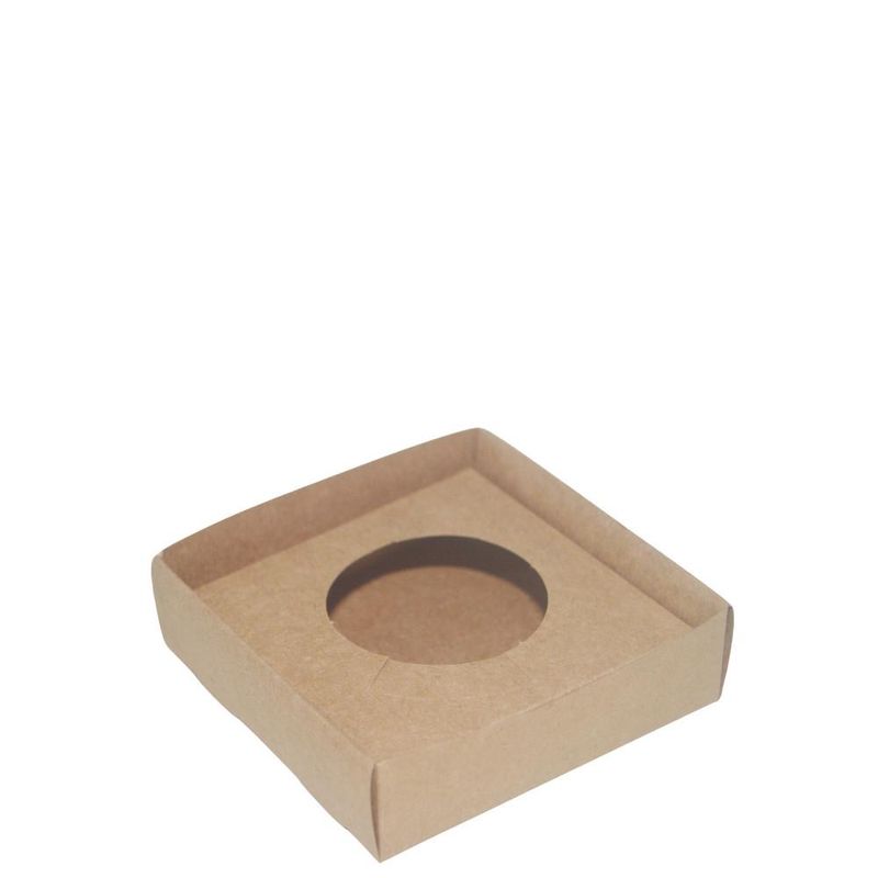 Caixa de Papel C/ Tampa Transparente P/ 1 Cupcake Kraft Ref. C50 Ideia (01 unidade)