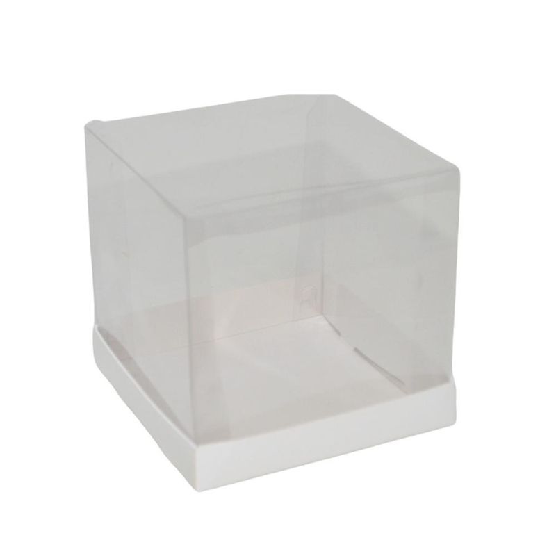 Caixa de Papel Branca C/ Tampa Transparente Essencial 12x12x12cm Ref. C5222 Ideia (01 unidade)