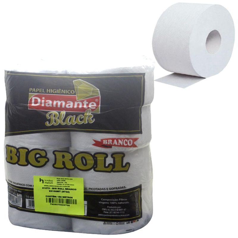 Papel Higiênico Branco/Creme Big Roll 10cm x 150mts Diamante Black (08 unidades)