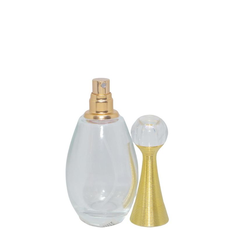 Frasco de Vidro Porta Perfume C/ Tampa e Válvula Spray Dourada 50ml Ref. BM362879 BM36 (01 unidade)