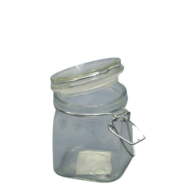 Pote de Vidro Fechamento Hermético C/ Trava P/ Biscoito 6.5x6.5x9cm 190ml PraCaza (01 unidade)